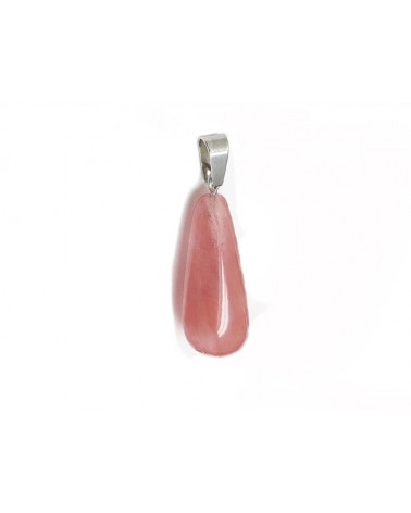 Pendentif goutte 28mm en verre Quartz cerise