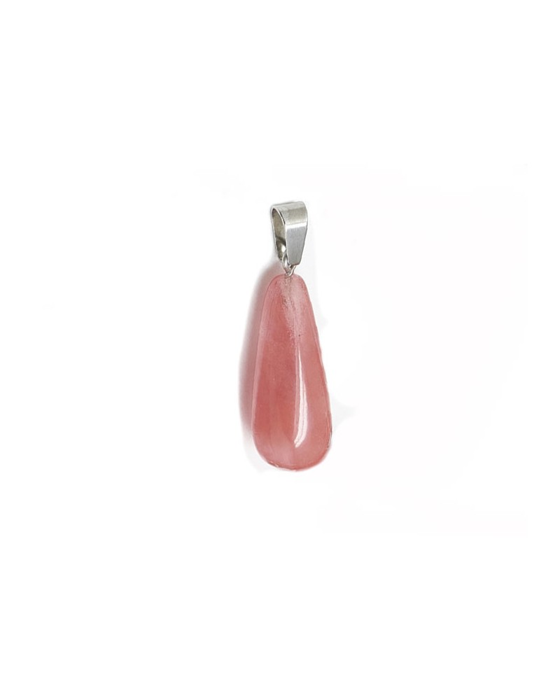 Pendentif goutte 28mm en verre Quartz cerise