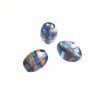 Perle en verre 15x11mm-Zébré-Bleu-Doré