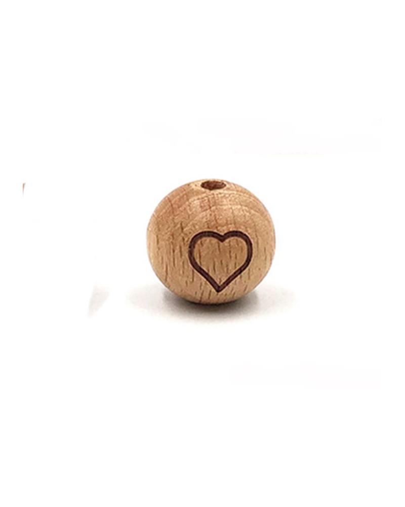 Perle en bois 16mm - symbole Coeur