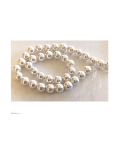 Perles rondes 6mm en nacre-Grade A-Blanc