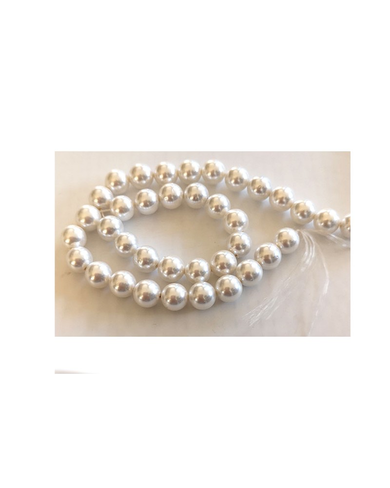 Perles rondes 6mm en nacre-Grade A-Blanc