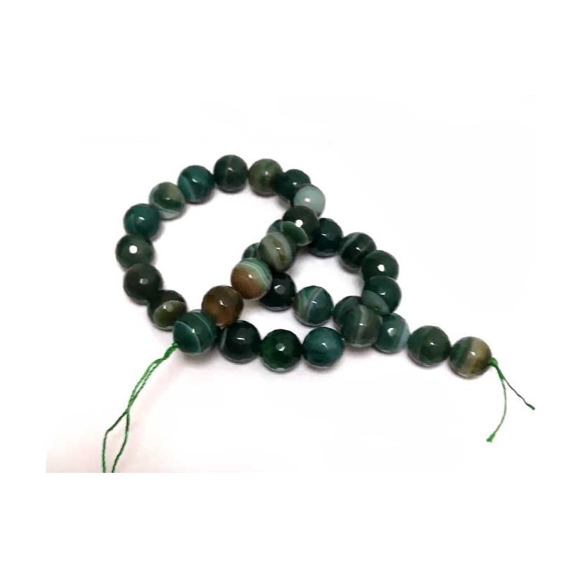 Agates de Madagascar facettées 12mm Vert X 38cm