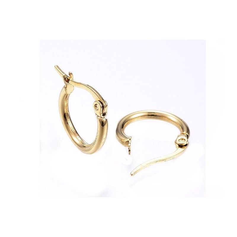 Créoles rondes 15mm-Fil 2mm-Inox doré 18k