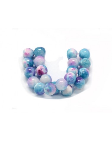 Perles gemmes 8mm en jade persan-Bleu-Rose