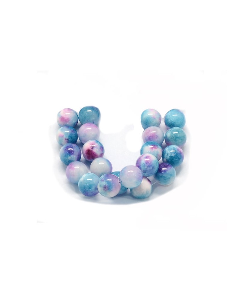 Perles gemmes 8mm en jade persan-Bleu-Rose