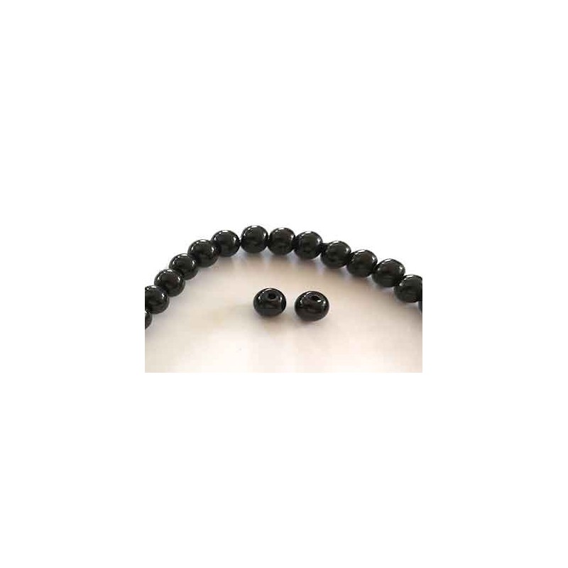 Perle en verre 7x6mm laqué noir x 75 perles