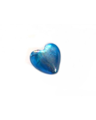 Perle Coeur verre 20mm Bleu