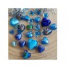 Perle Coeur verre 20mm-sable d'or- Bleu turquoise x1