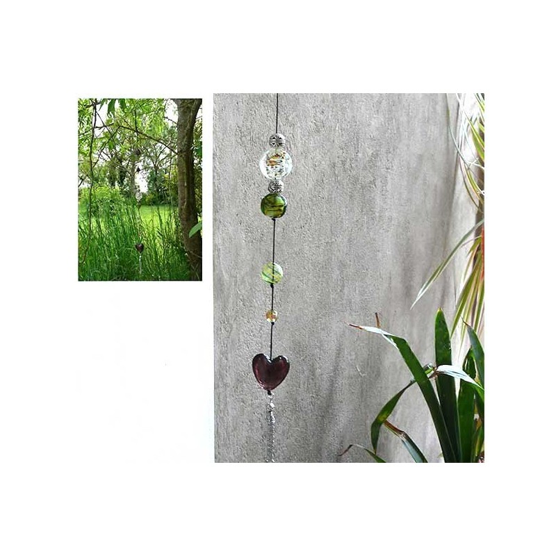 Coeur verre 23-27mm prune x1