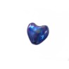 Perle Coeur verre 20mm-Feuille d'argent- Bleu
