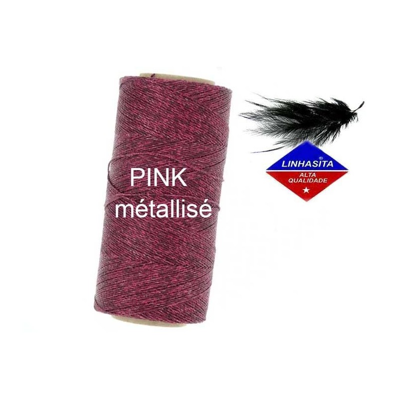 Fil ciré Linhasita 0.5MM Rose foncé métallisé (Pink)