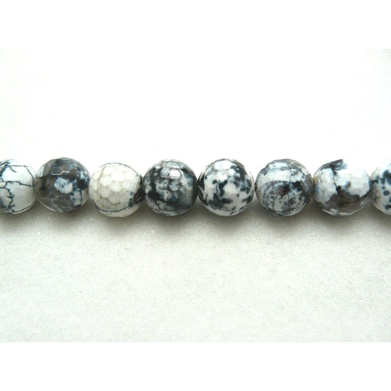 Agate de feu facettée  20mm Noir et Blanc X 1