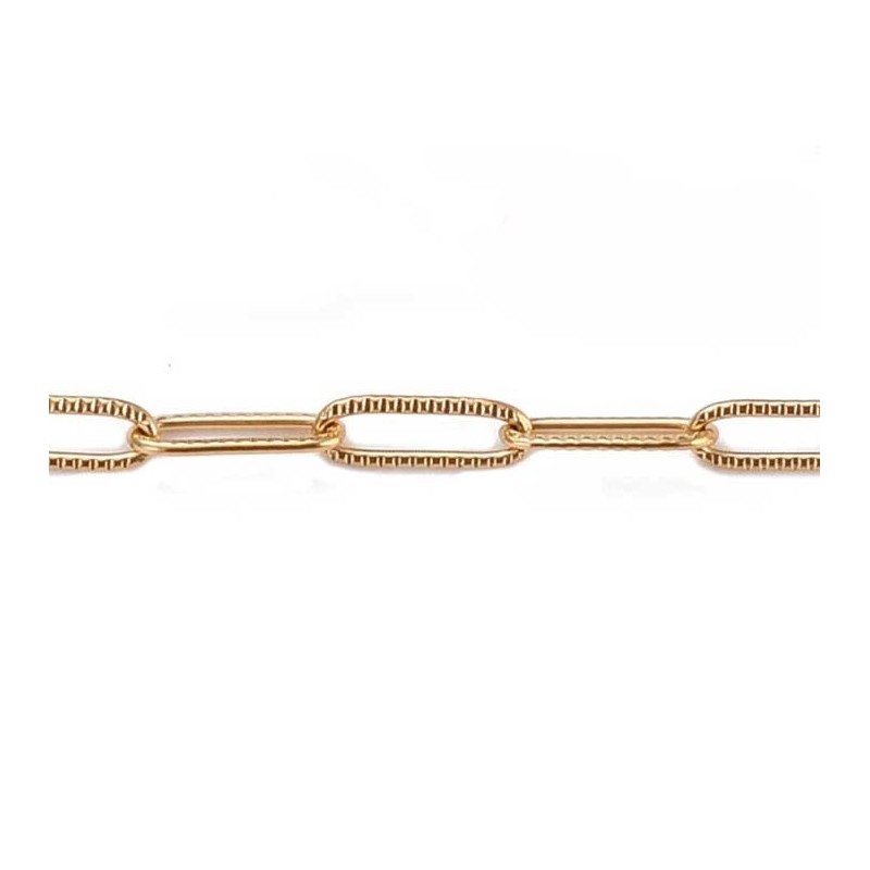 Chaîne maille rectangle 3,5mm- Acier inox 304 doré 18k