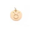 Pendentif signe du zodiaque Taureau12mm inox doré
