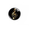 Cabochon 12mm note de musique - Clé de sol-Noir et or X1