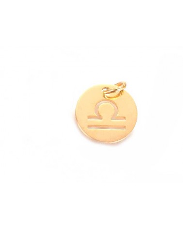 Pendentif signe du zodiaque Balance 12mm inox doré