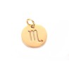 Pendentif signe du zodiaque scorpion 12mm inox doré
