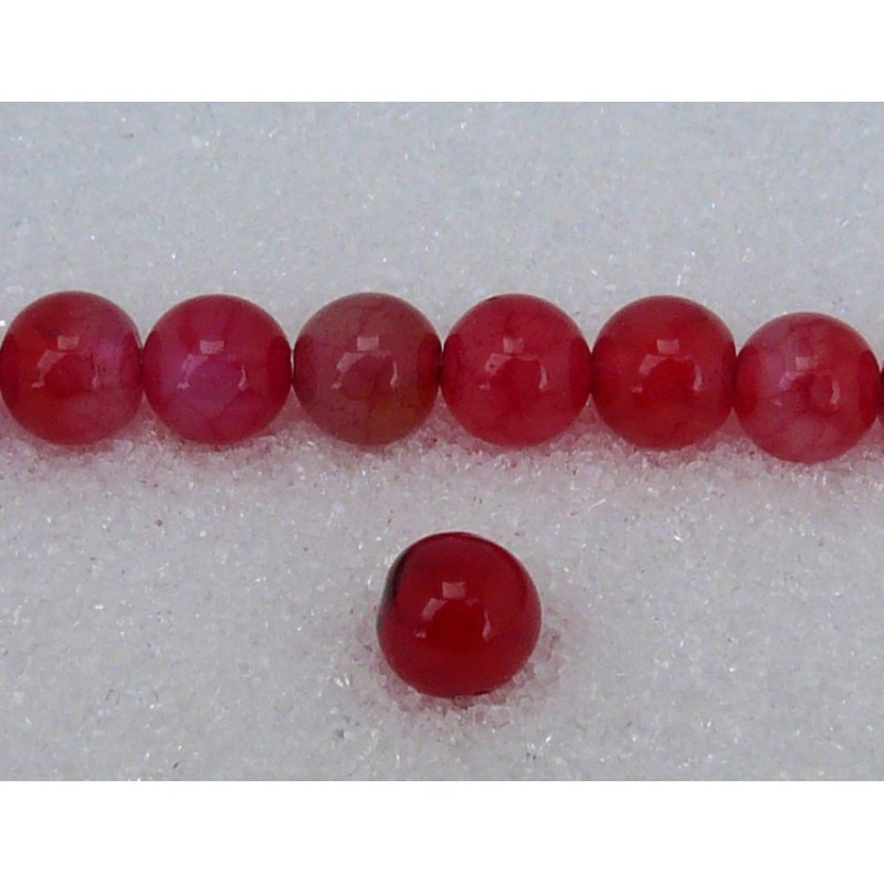 Agate veine de dragon rose 6mm x 15