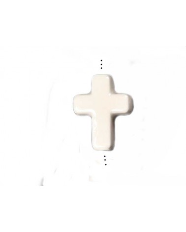 Perle croix en céramique 17x13mm-Blanc