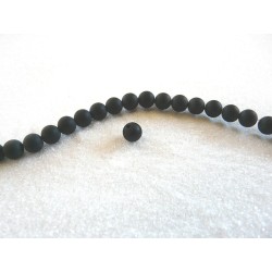 Agate  Noires givrées lisses 4mm par 20