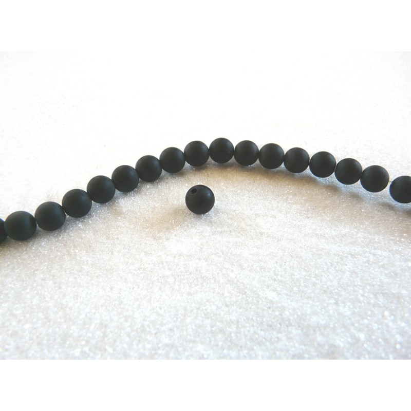 Agate  Noires givrées lisses 4mm par 20