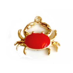 Breloque crabe 20x18mm-Doré-Roug