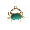 Breloque crabe 20x18mm-Doré-Vert x1