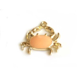 Breloque crabe 20x18mm-Doré-Beige