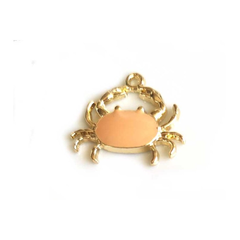 Breloque crabe 20x18mm-Doré-Beige