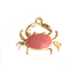 Breloque crabe 20x18mm-Doré-Vieux-rose x1