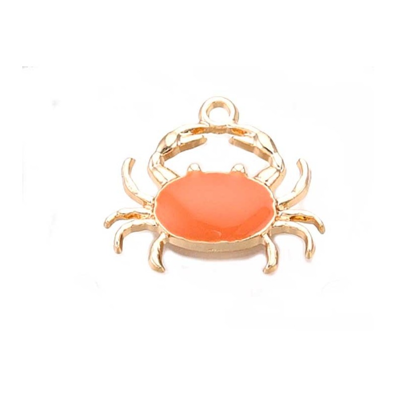 Breloque crabe 20x18mm-Doré-Orange