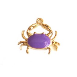 Breloque crabe 20x18mm-Doré-Violet
