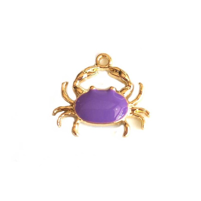 Breloque crabe 20x18mm-Doré-Violet
