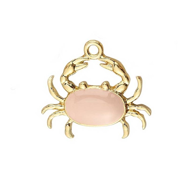 Breloque crabe 20x18mm-Doré-Rose