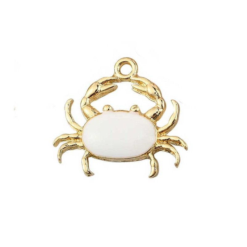 Breloque crabe 20x18mm-Doré-Blan