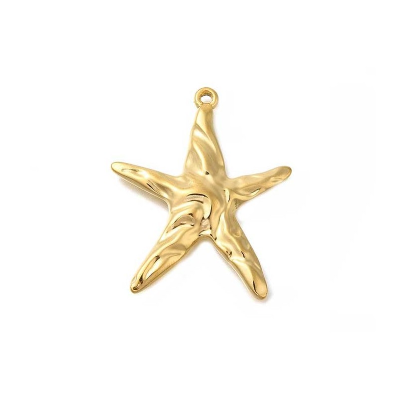 Pendentif etoile de mer 35x28mm- Acier inox-Doré 18K