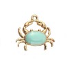 Breloque crabe 20x18mm-Doré-Bleu