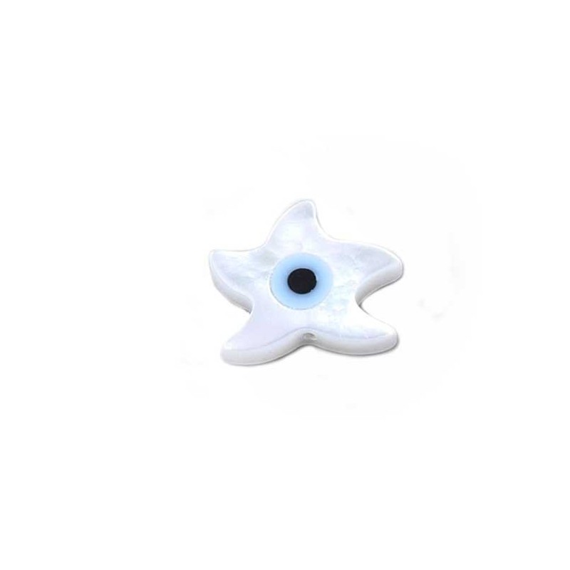 Perle étoile de mer 11x12mm-Oeil protecteur-Nacre-Blanc