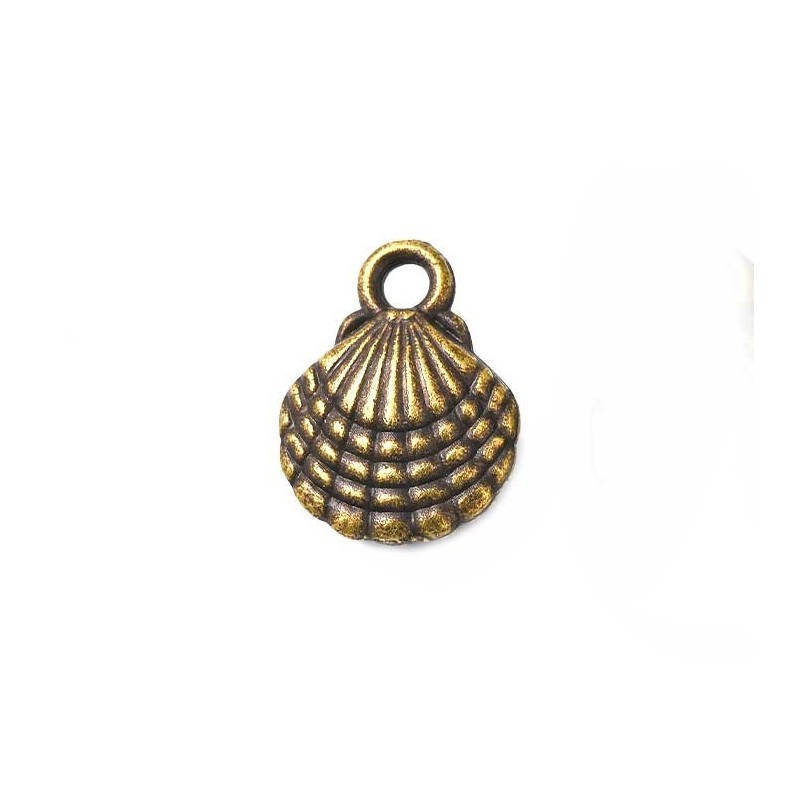 Breloque coquillage en métal 13x0mm-Bronze