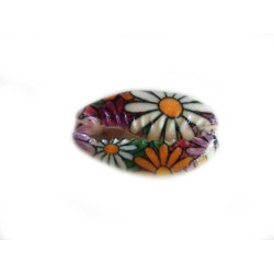 Coquillage cauri 20x14mm fleuri marguerite-Multicolore