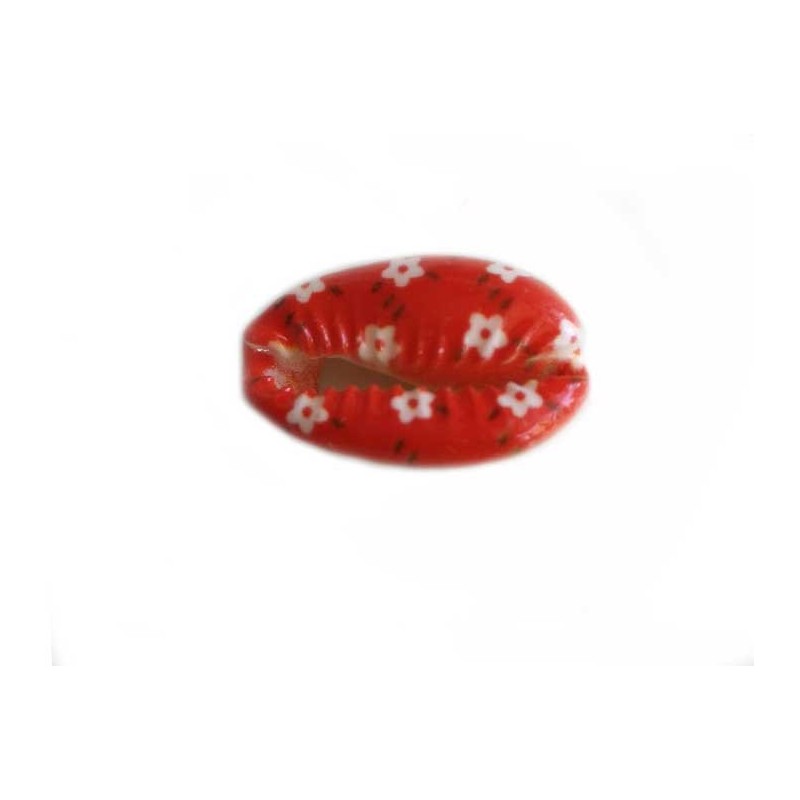 Coquillage cauri 20x14mm-Rouge x1