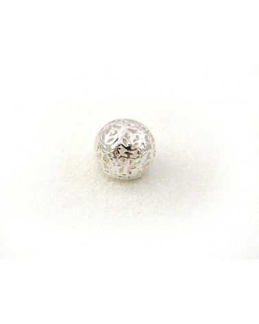 Perle Boule filigranée 14mm  Argentée X 1