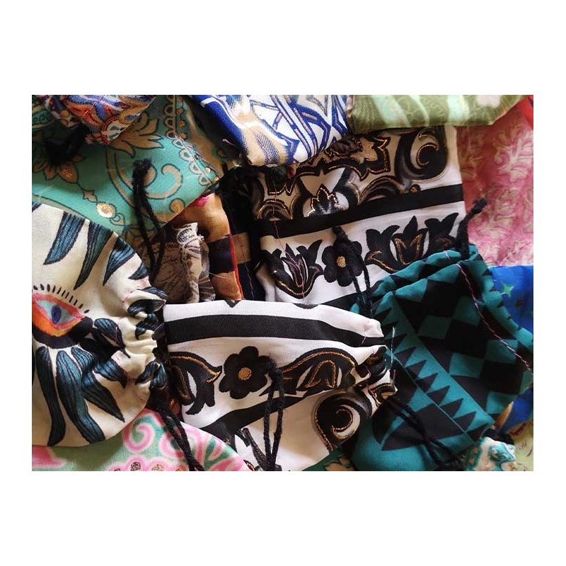 Pochons en soie naturelle 80x100mm-Mix x 5