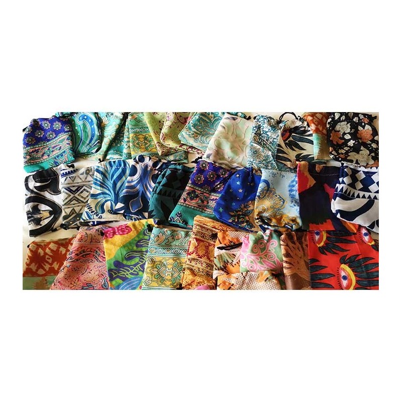 Pochons en soie naturelle 80x100mm-Mix x 5