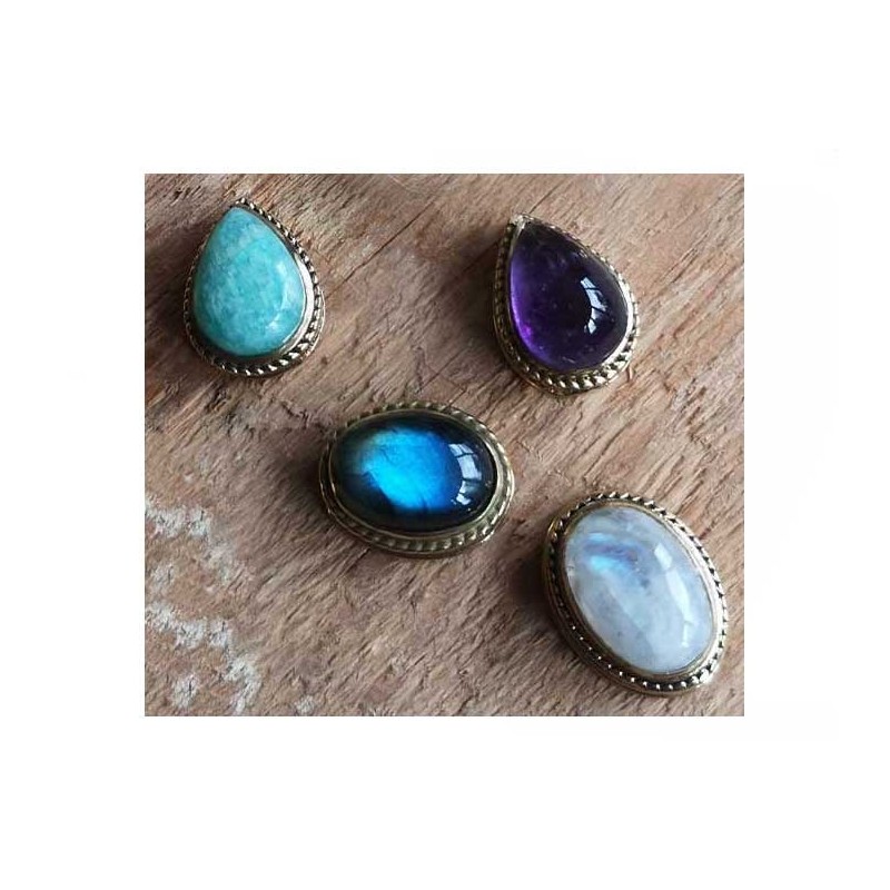 Chrysocolle-17x13mm-Serti larme rainuré x1