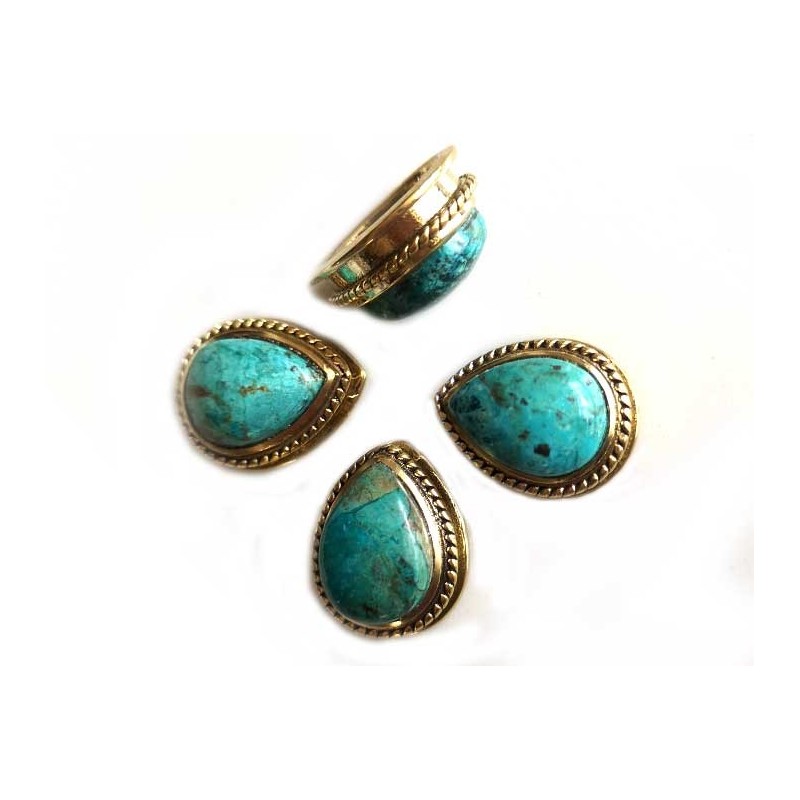 Chrysocolle-17x13mm-Serti larme rainuré