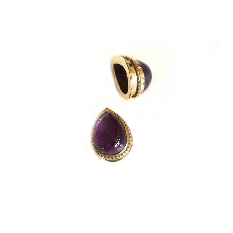 Améthyste -17x13mm-Serti larme rainuré