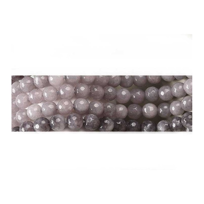 Perles en jade facetté 6mm gris