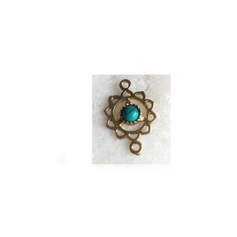 Intercalaire fleur 20x12mm-imitation turquoise sur laiton